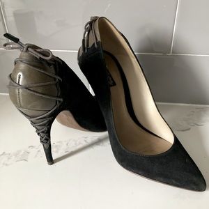 All saints black suede and gray leather heels 40